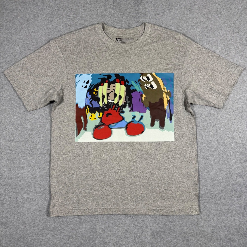 Uniqlo CPFM SpongeBob SquarePants T-Shirt Men XS Gray Abstract Graphic